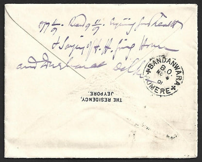 (AOP) India QV crested envelope & letterheads THE RESIDENCY, JAIPUR 1901