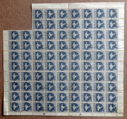 India 1963 short lived 6np Map block of 86 used first day £279.50