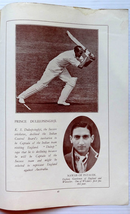 India CRICKET 1932 Tour of England illustrated souvenir 48pgs no cover