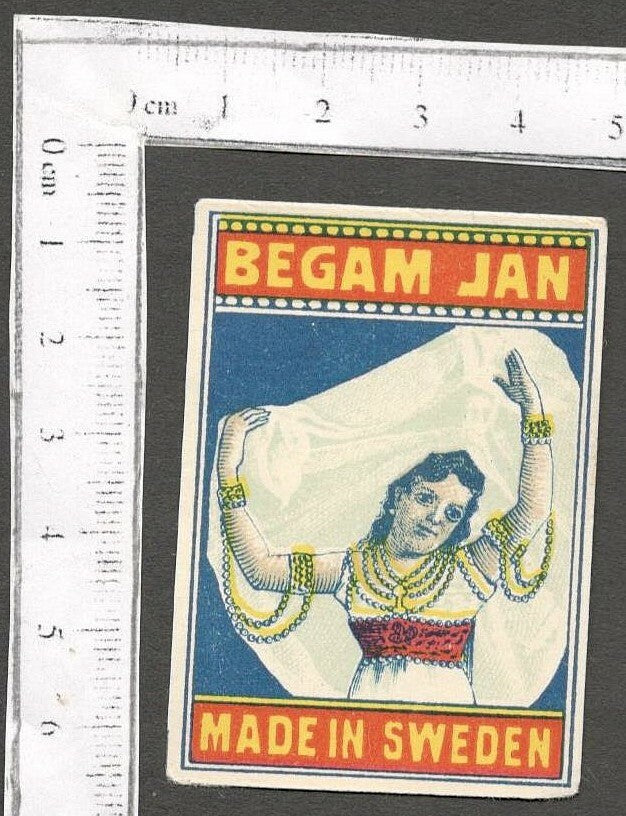 AOP India BEGAM JAN (courtesan) vintage matchbox label