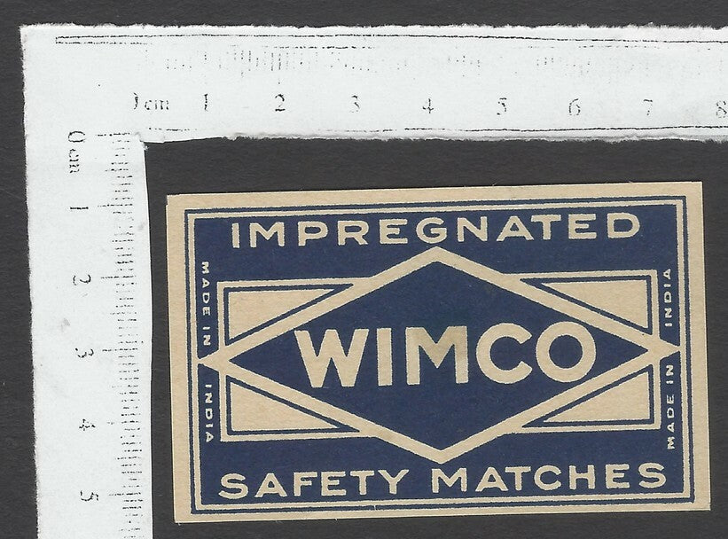 AOP India vintage matchbox label WIMCO