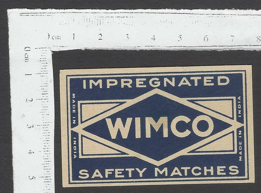 AOP India vintage matchbox label WIMCO