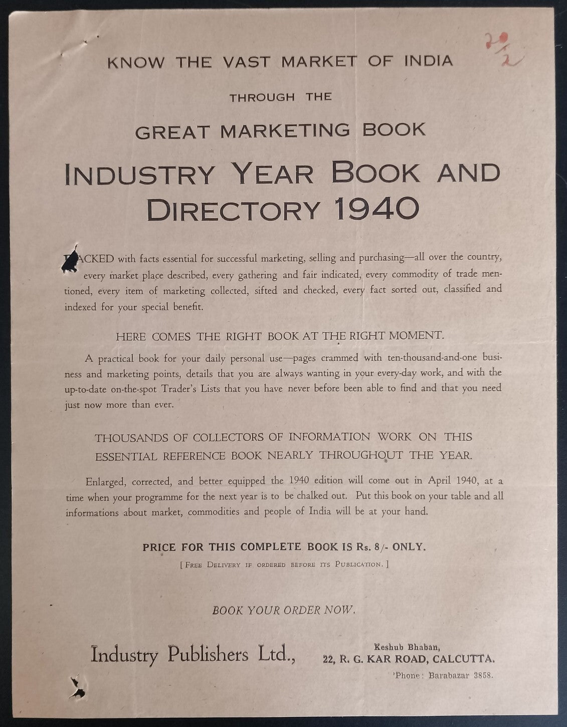 AOP India correspondence - INDUSTRY YEAR BOOK & DIRECTORY 1939