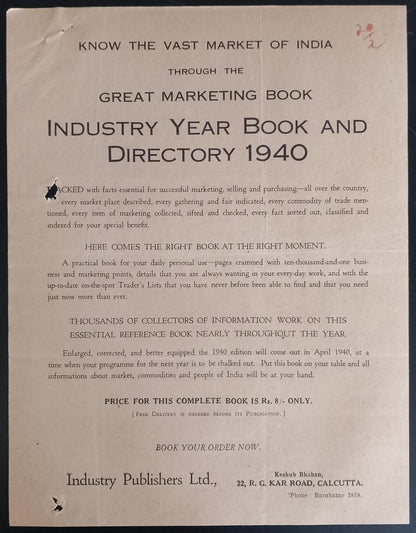 AOP India correspondence - INDUSTRY YEAR BOOK & DIRECTORY 1939