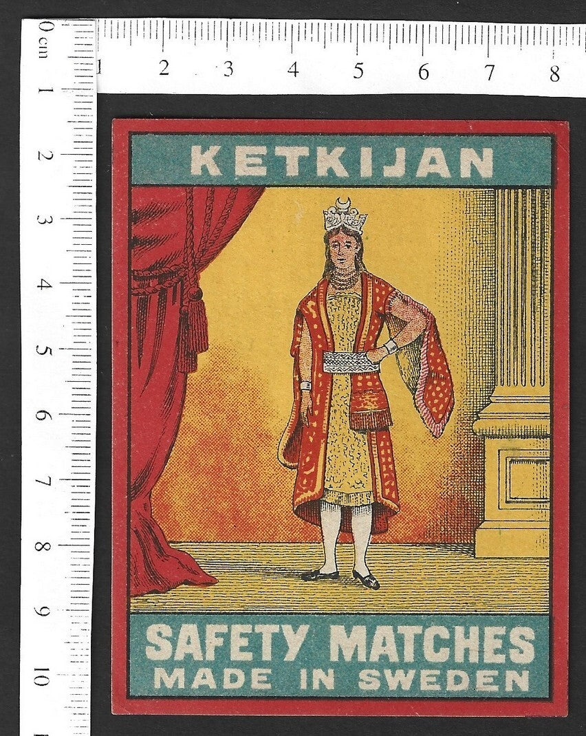 India vintage matchbox large label Ketkijan Courtesan & Dancer