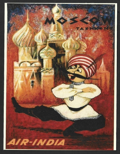 AIR INDIA MOSCOW reprinted postcard