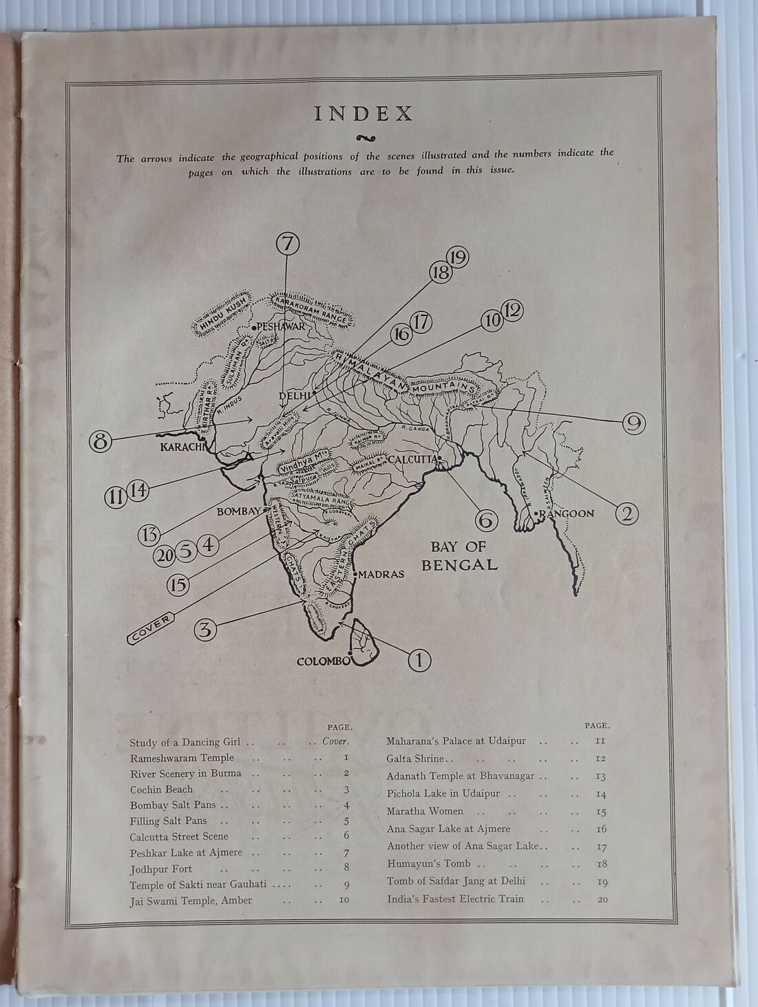 INDIAN PICTORAL EDUCATION 1929.30 Voll.1 No.5 Temples, Rivers,Salt, Dancing Girl