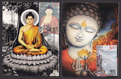 India 2007 Buddha set of 6 on 6 Sankisa 2022 maximum cards