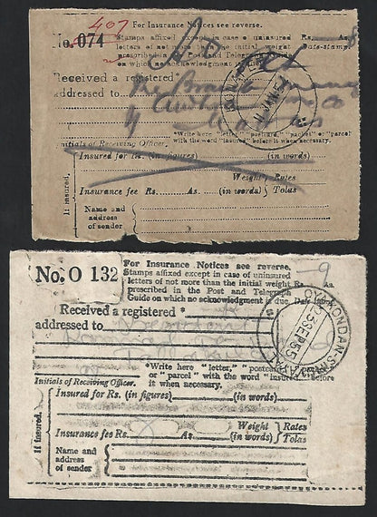 India & States 1883-1940 postal receipts (11)
