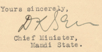 India 1934 crested letter MANDI STATE signed Chief Minister