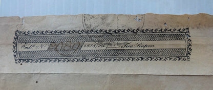 India 1828/29 2 Rupees stamp paper used – REPAIRED