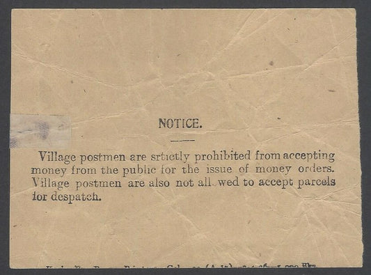 AOPIMT India Village Office registered letter receipt 1927 