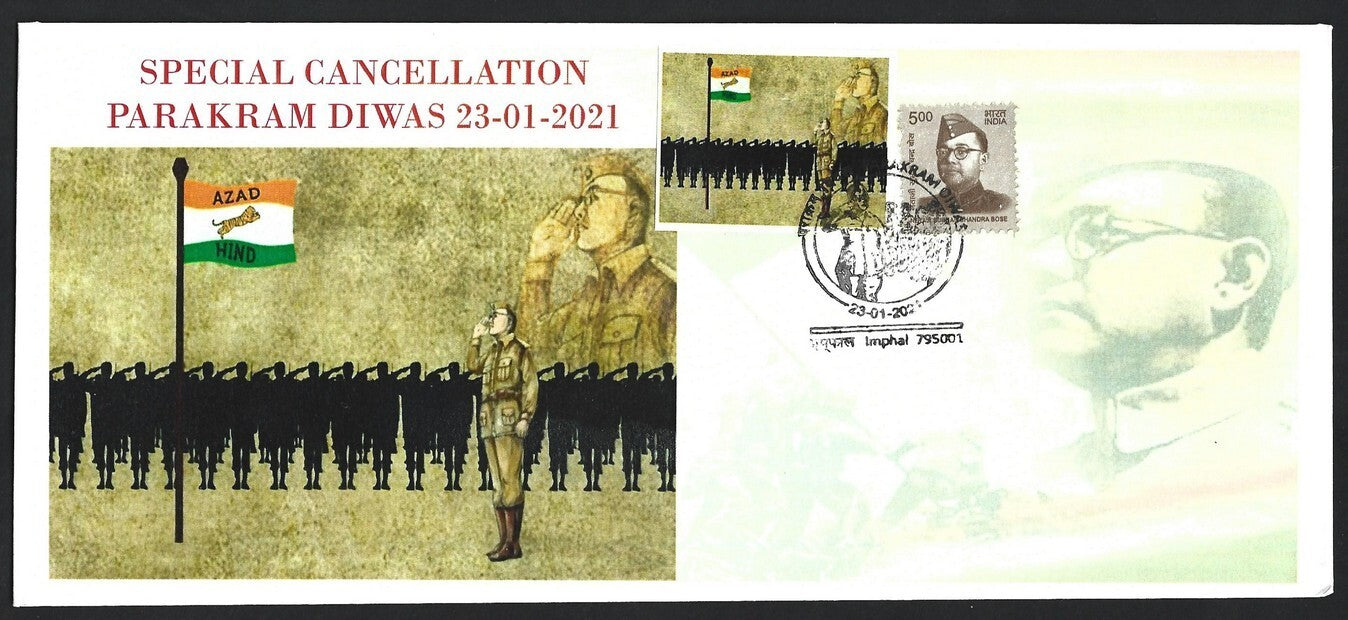 India 2021 Netaji Jayanti Subhas Chandra Bose special cover with label