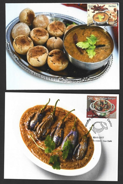 India 2017 Indian Cusine set of 24 maxicards