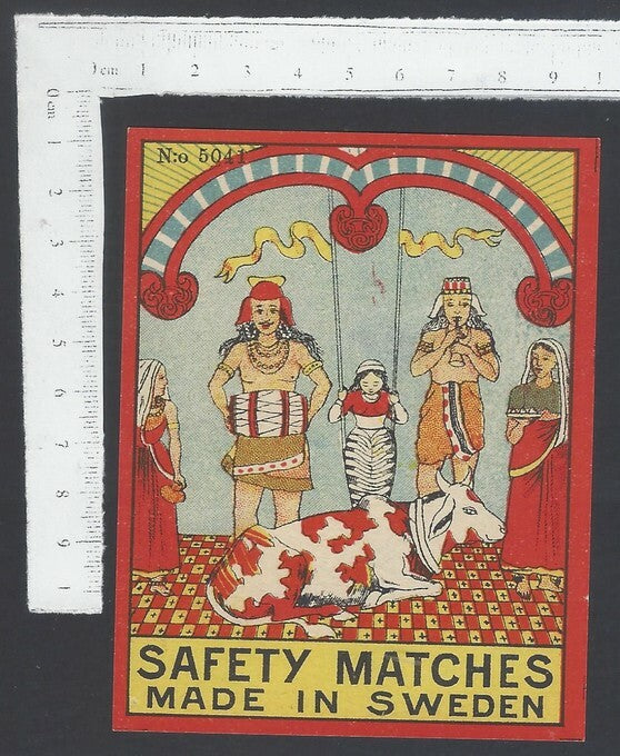 AOP India vintage packet size label Hindu Gods Made in Sweden