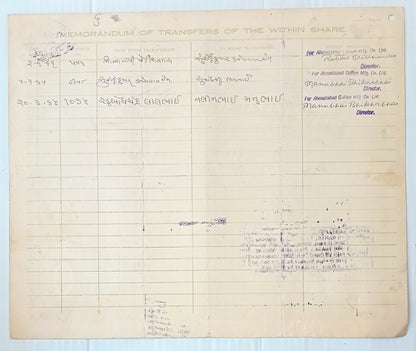 AOP India 1948 share certificate The Ahmedabad Cotton MFG. Co. Ltd