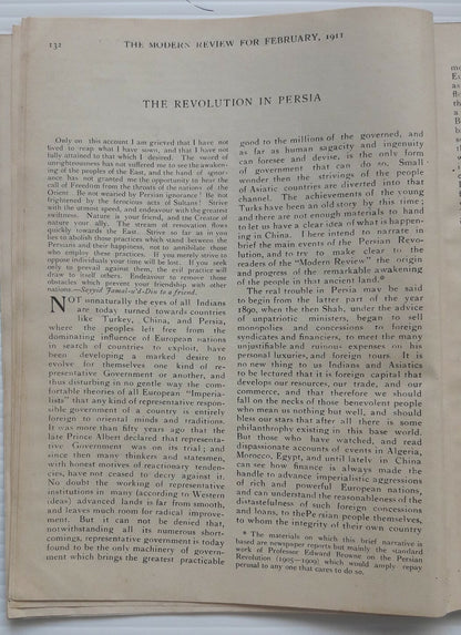 India Modern Review 1911 Tolstoy CF Andrews 5 plates etc SEE CONDITION