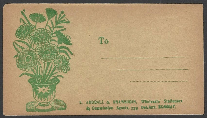India c.1905 pictorial flowers bazar envelope unused