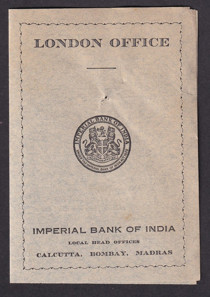 IMPERIAL BANK OF INDIA London Office advertisement card