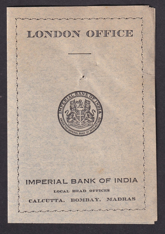 IMPERIAL BANK OF INDIA London Office advertisement card