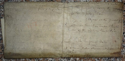 India 1910 parchment animal skin Court doc Charge of using forged King’s coins Ӝ