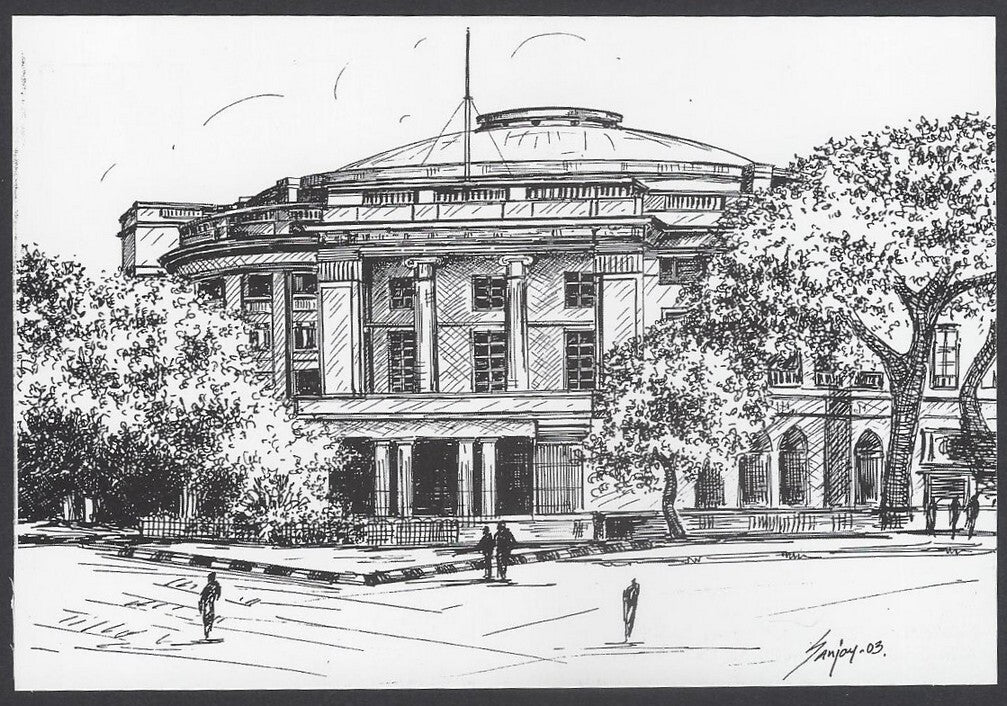 AOP India BOMBAY sketch postcard NATIONAL GALLERY OF MODERN ART