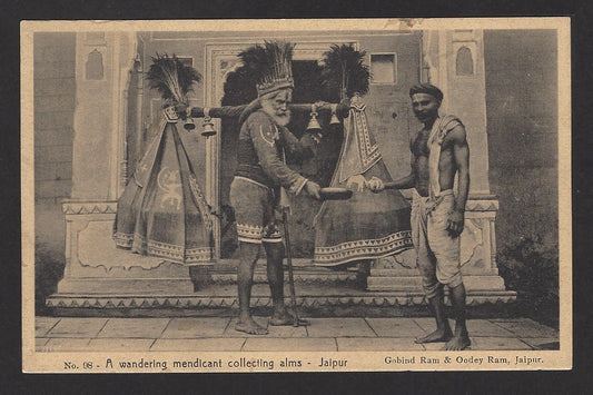 Jaipur – A Walking Mendicant vintage postcard India