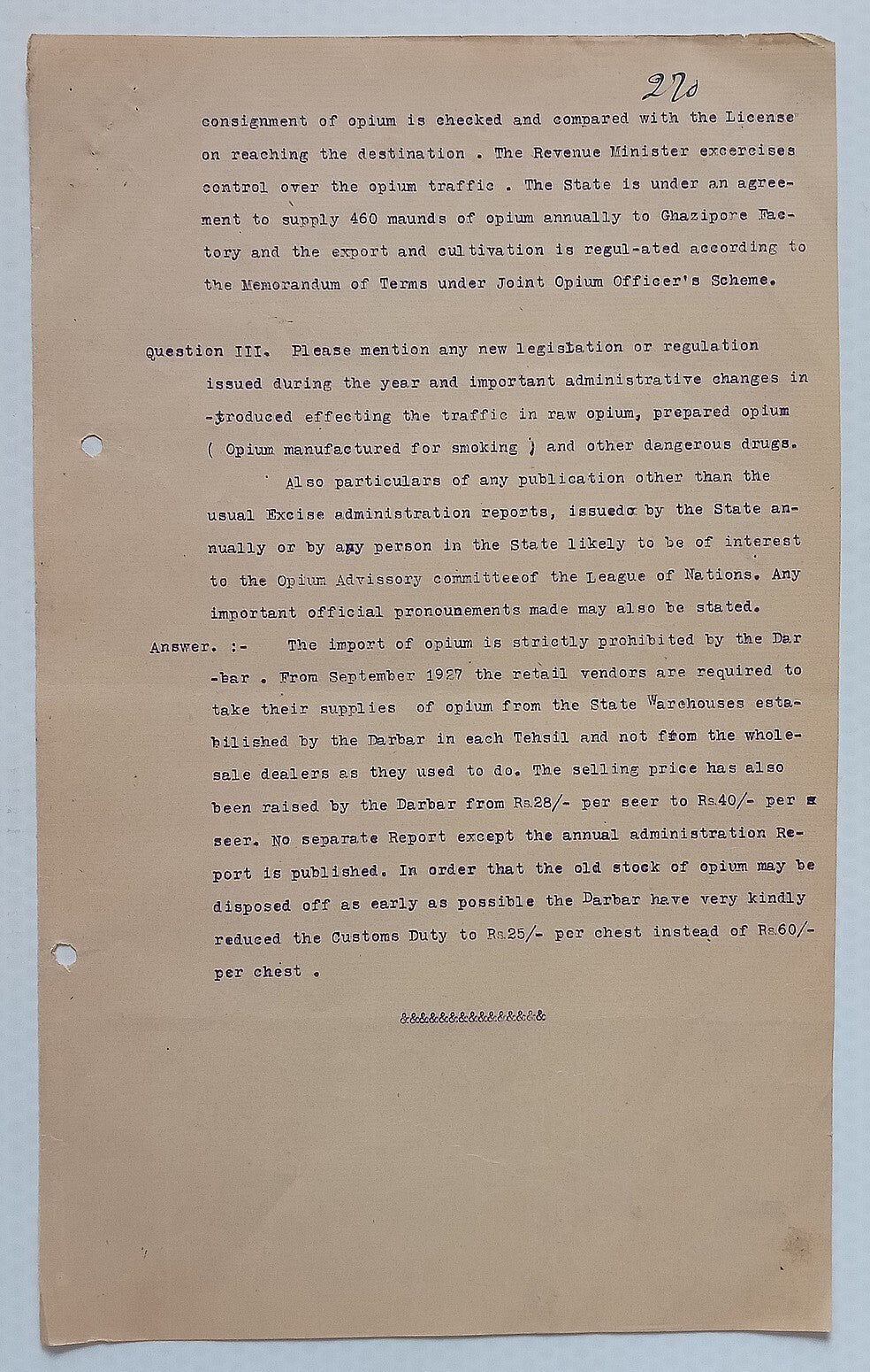 AOP India Official correspondence - OPIUM & OTHER DANGEROUS DRUG 1929-30