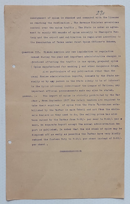 AOP India Official correspondence - OPIUM & OTHER DANGEROUS DRUG 1929-30