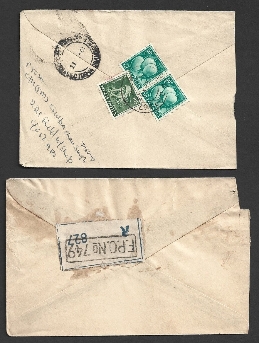 India 1960s-70s Military registered FPO (Field Post Office) covers (12)