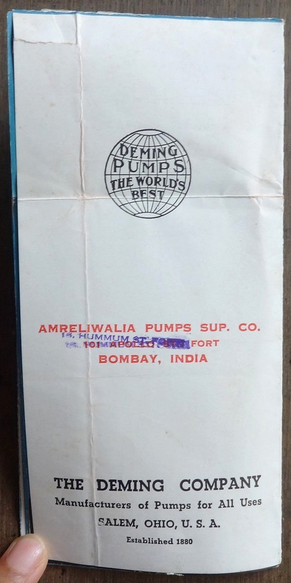 India 1939 advertisement leaflet for DEMING SHALLOW WELL PUMP