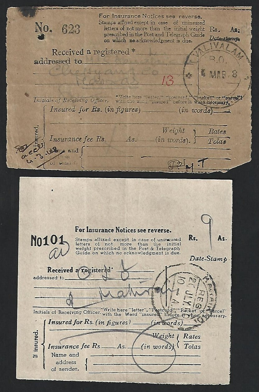 India & States 1883-1940 postal receipts (11)