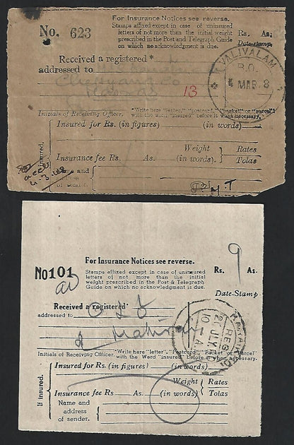 India & States 1883-1940 postal receipts (11)