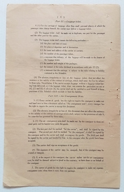 AOP India Jodhpur State THE CARRIAGE BY AIR ACT 1935