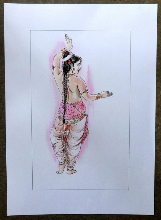 Indian Dancing Beauty watercolours, crayons & ink on card 11.5” x 17.5”