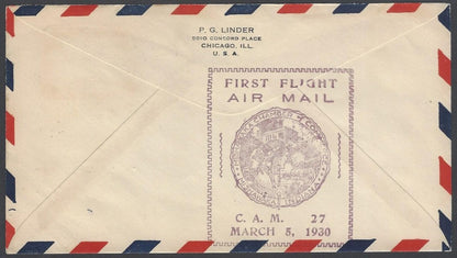 AOP USA 1929 CAM-27 FFC First Flight cover Mishawaka, Indiana
