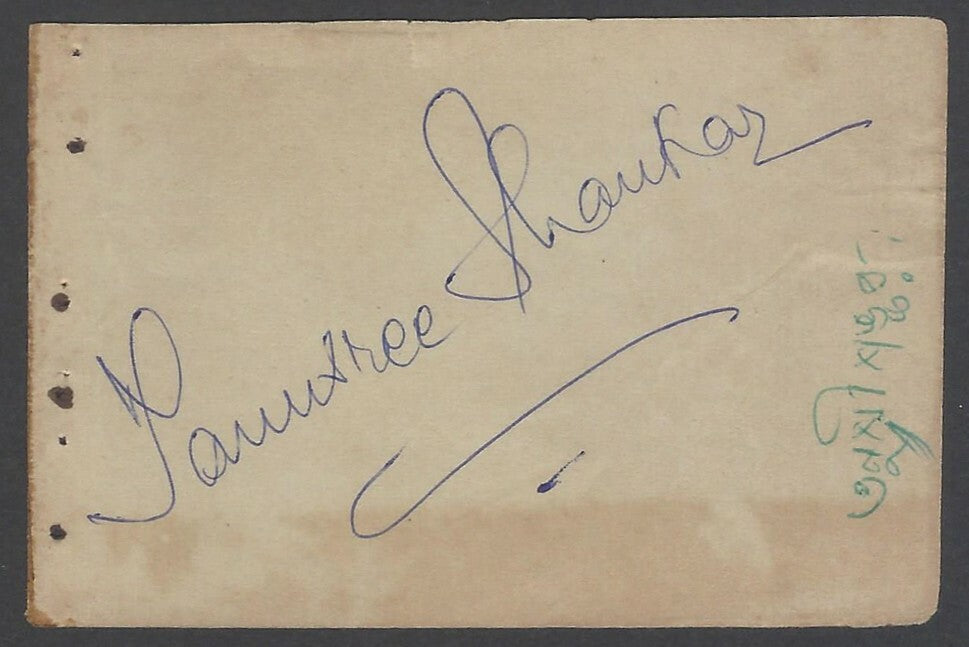 AOP India TANUSREE SHANKAR Dancer signed autograph book page 