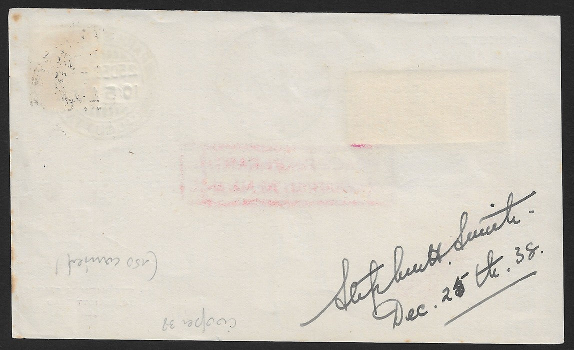India 1938 rocketogram MARTHA PAGANINI No. 189 with label signed