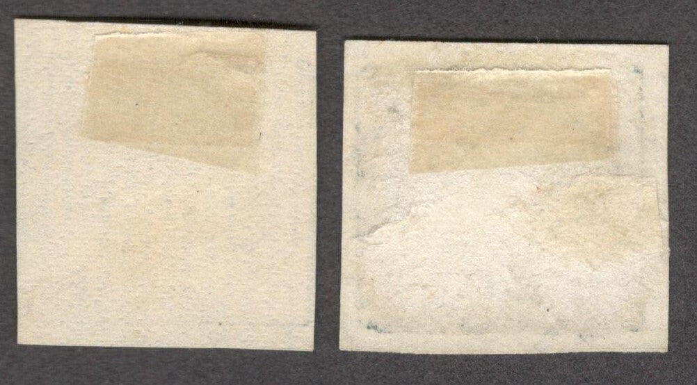 India Nawanagar State 1877 1 doc blue (SG 1) & 1 doc lilac (unlisted) unused