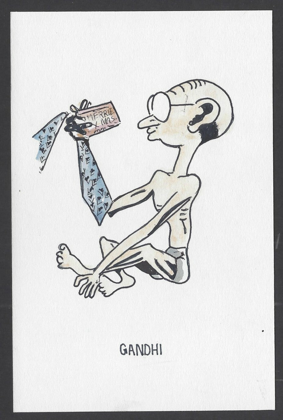 India Gandhi handpainted postcard GANDHI