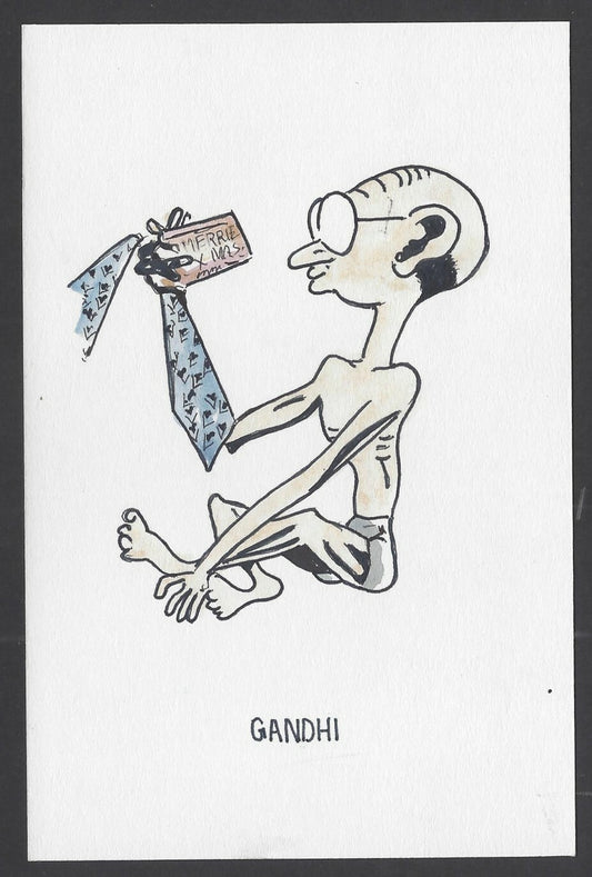 India Gandhi handpainted postcard GANDHI