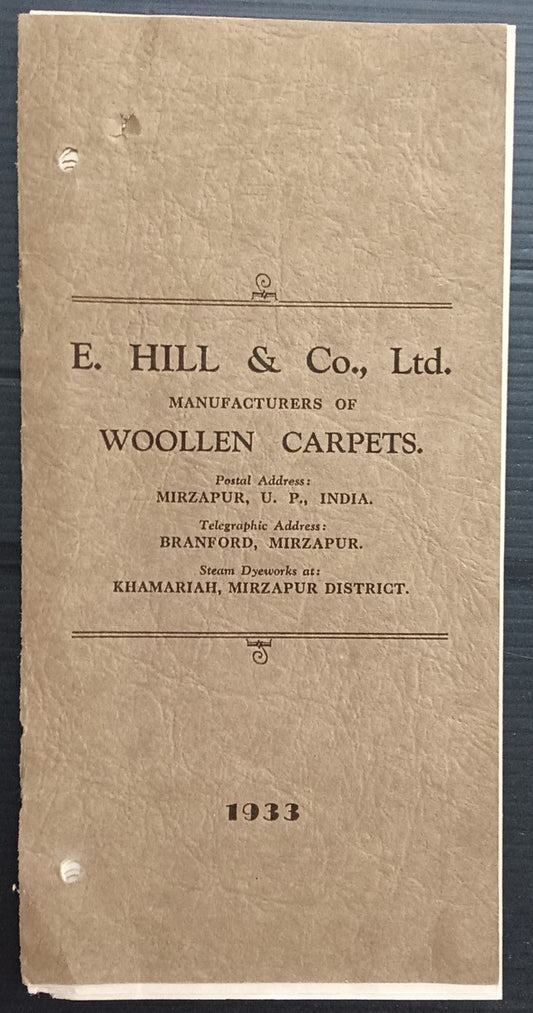 India E.Hill & Co., Ltd 1933 WOOLEN CARPETS catalogue - 8 pages