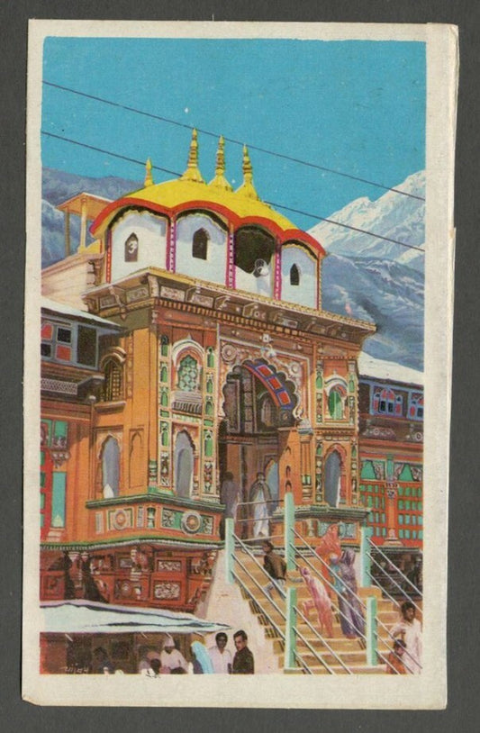 AOP India vintage Hindu postcard Badrinath Mandir & Trijugi Narain