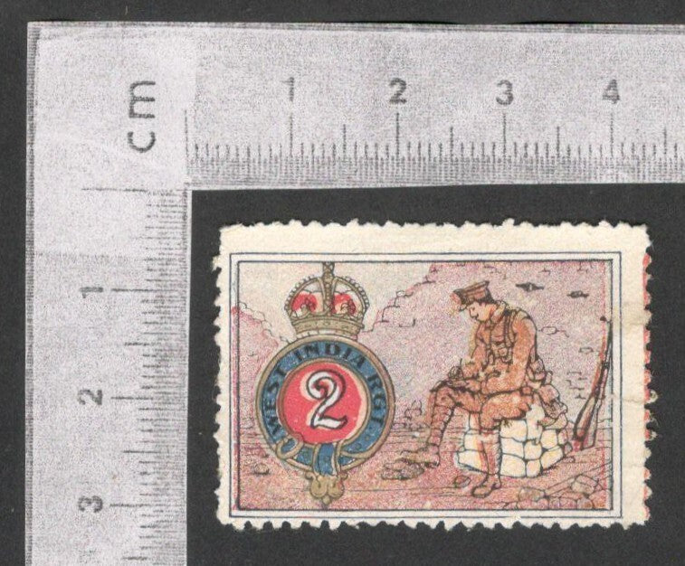 (AOP) GB WW1 Delandre patriotic poster stamp 2nd WEST INDIA RGT.