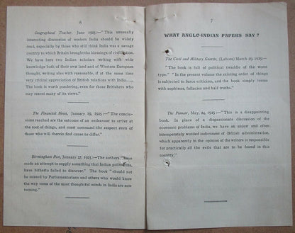 India 1926 letter signed author Pestonji Ardeshir Wadia + book ad
