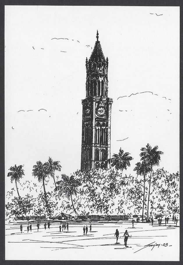 AOP India BOMBAY sketch postcard RAJABAI TOWER
