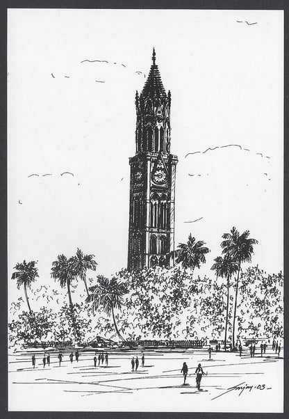 AOP India BOMBAY sketch postcard RAJABAI TOWER
