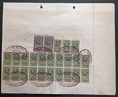 India KGV & KGVI Broker's Note x 25 on 1946 contract note