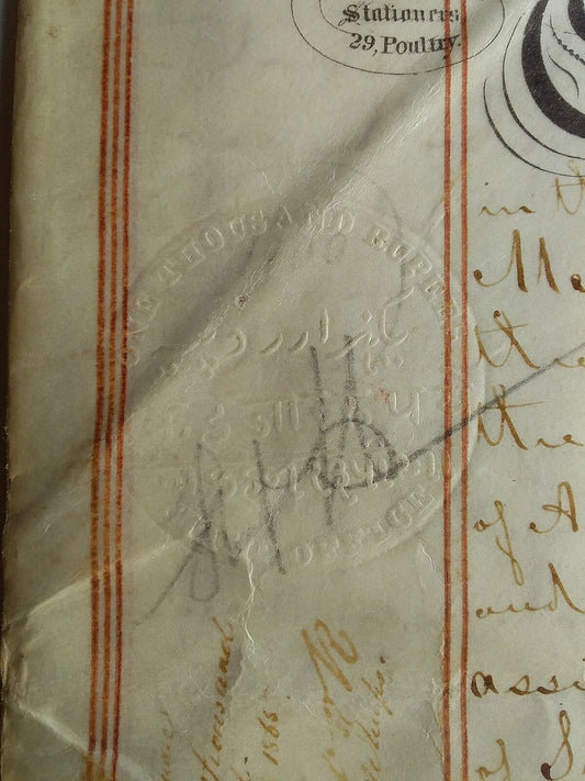 India 1870 document with 900R & 1000R embossed revenues Mollah/Blatt Type 4