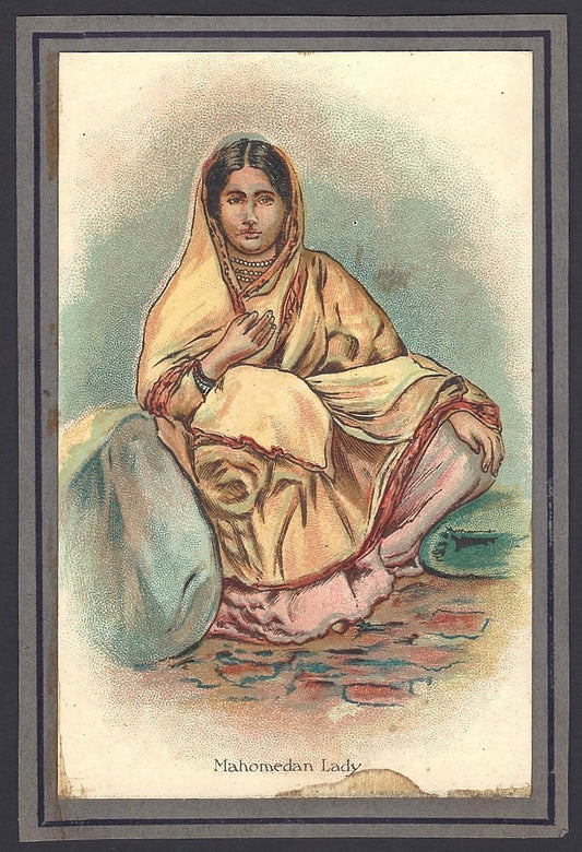 India mounted pre-1900 colour litho card MAHOMEDAN LADY